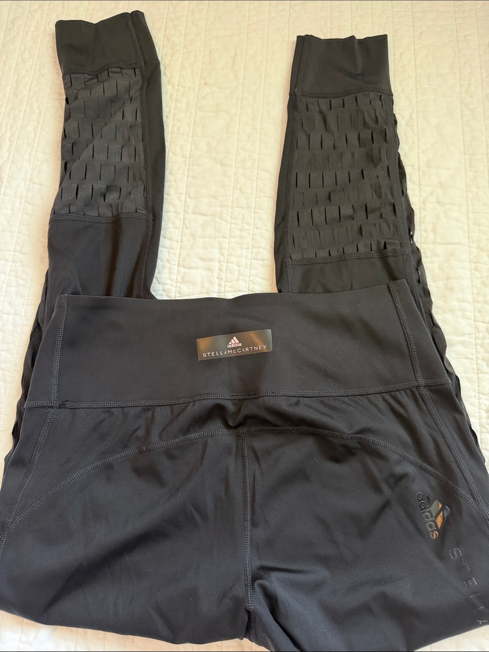 Stella McCartney Black Laser-Cut Athletic Leggings